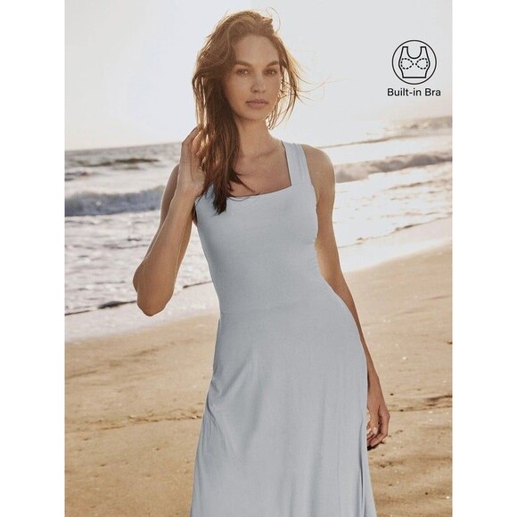 OGL Eco-SkinKiss  XL Flowy Square Neck Wide Straps Midi Brami Dress Pockets NWT - Picture 3 of 16